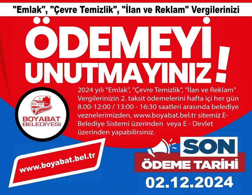 Dikkat: Son Gün 02 Aralık 2024!