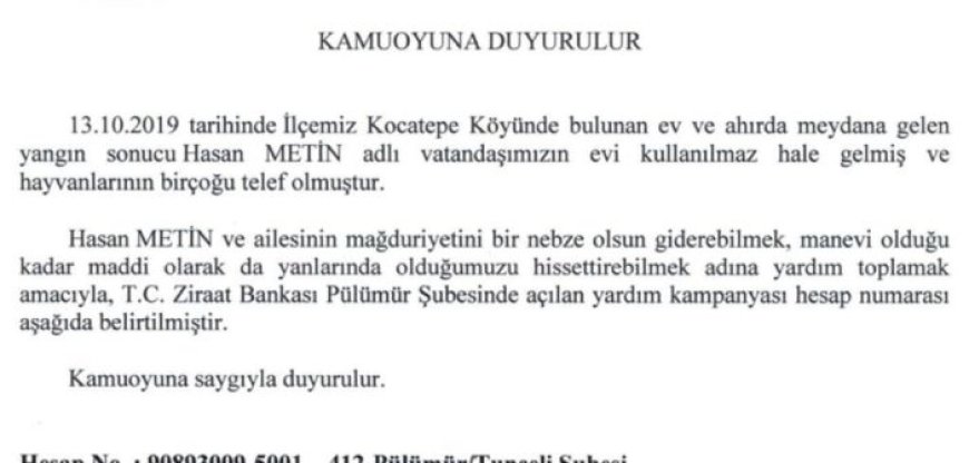 Pülümür Belediyesi'nden Öğrencilere Kışlık Yardım Kampanyası