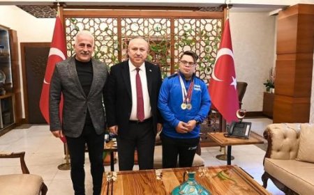 Vali Ali Fidan, Altın Madalyalı Sporcu Ramazan Ünlü’yü Ağırladı