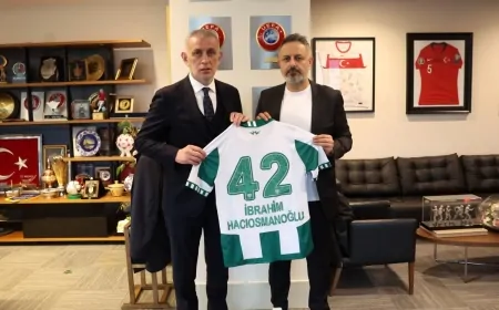 Konyaspor Başkanı Ömer Korkmaz, TFF Başkanı İbrahim Hacıosmanoğlu ile görüştü
