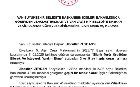 Van Büyükşehir Belediye Başkanı Görevden Alındı! Yerine Vali Atandı