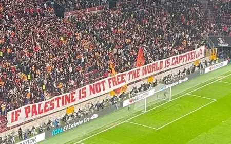 Galatasaray Taraftarlarından Filistin Mesajı: Celtic'e Teşekkür Pankartı