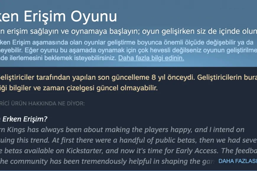 Steam'den Yeni Özellik: Erken Erişim Oyunları İçin Güncelleme Uyarısı