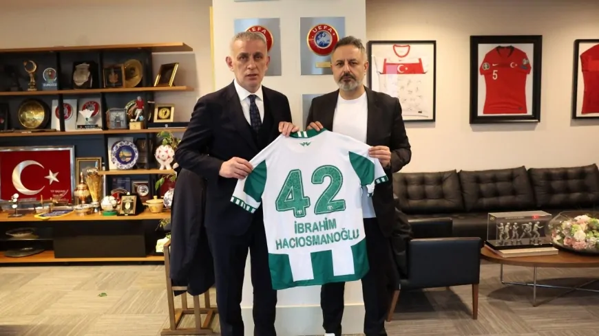 Konyaspor Başkanı Ömer Korkmaz, TFF Başkanı İbrahim Hacıosmanoğlu ile görüştü