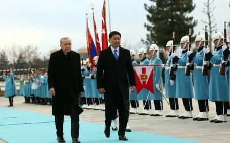 Cumhurbaşkanı Erdoğan, Moğolistan Cumhurbaşkanı Khurelsukh’u Resmî Törenle Karşıladı