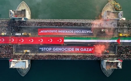 Filistin’e Destek İçin Yüz Binler Galata Köprüsü’nde Buluştu