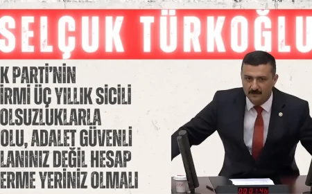 İYİ Partili Selçuk Türkoğlu: ‘AK Parti’nin yirmi üç yıllık sicili yolsuzluklarla dolu, adalet güvenli alanınız değil hesap verme yeriniz olmalı’