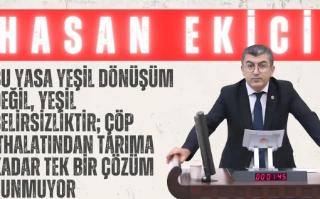 Gelecek Partili Ekici: “Bu yasa yeşil dönüşüm değil, yeşil belirsizliktir; çöp ithalatından tarıma kadar tek bir çözüm sunmuyor”
