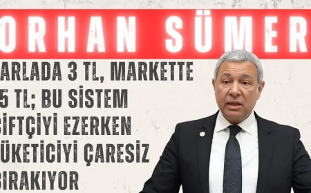 Orhan Sümer: “Tarlada 3 TL, markette 15 TL; bu sistem çiftçiyi ezerken tüketiciyi çaresiz bırakıyor”