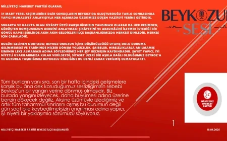 MHP BEYKOZ İLÇE BAŞKANI EMRE ÇÖMLEKÇİ: 'Beykoz’un artık kaybedecek saati dahi kalmamıştır'