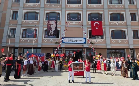Sultan Alparslan Ortaokulu’nda 23 Nisan Coşkusu: Öğrencilerden Şiir, Müzik ve Dansla Dolu Anlamlı Kutlama