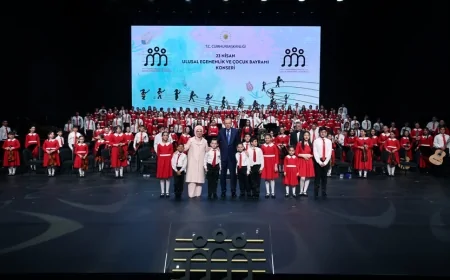 Cumhurbaşkanı Erdoğan ve Emine Erdoğan, 23 Nisan konserinde çocuklarla buluştu
