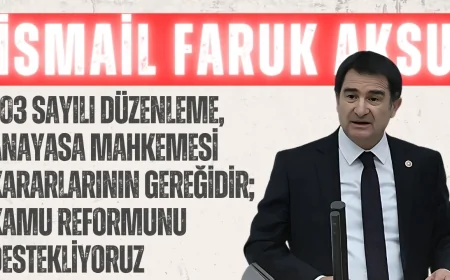 MHP’li Aksu: “703 Sayılı Düzenleme, Anayasa Mahkemesi Kararlarının Gereğidir; Kamu Reformunu Destekliyoruz”