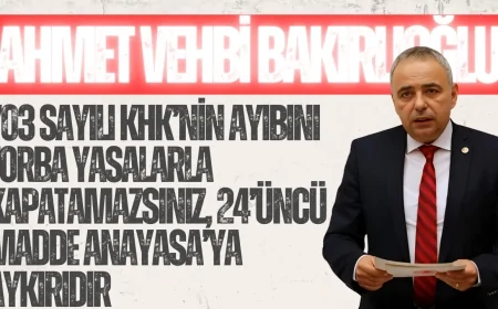 CHP’li Ahmet Vehbi Bakırlıoğlu: “703 Sayılı KHK’nin Ayıbını Torba Yasalarla Kapatamazsınız, 24’üncü Madde Anayasa’ya Aykırıdır”