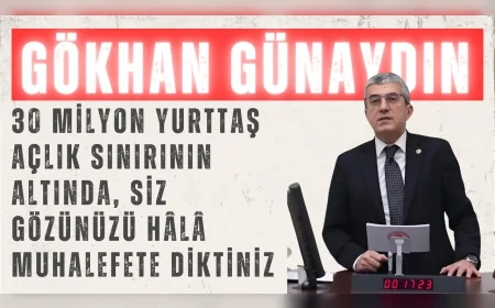 Gökhan Günaydın: ‘30 milyon yurttaş açlık sınırının altında, siz gözünüzü hâlâ muhalefete diktiniz’