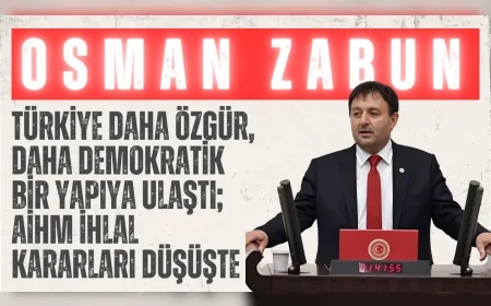 AK Parti’li Osman Zabun: ‘Türkiye daha özgür, daha demokratik bir yapıya ulaştı; AİHM ihlal kararları düşüşte’