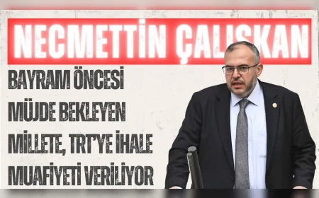 Necmettin Çalışkan’dan torba yasaya sert tepki: “Bayram öncesi müjde bekleyen millete, TRT’ye ihale muafiyeti veriliyor”