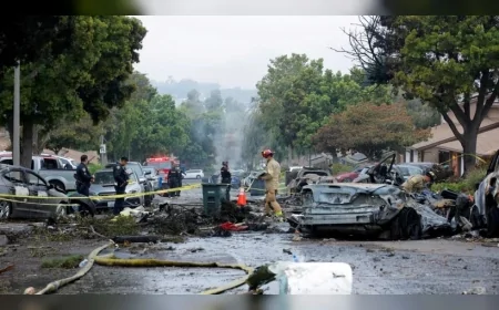 San Diego'da ordu lojmanına özel uçak düştü: Jet yakıtı sokağa aktı, araçlar alev aldı