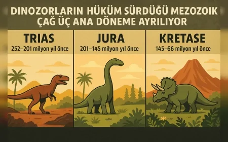 Dinozorların Hüküm Sürdüğü Mezozoik Çağ Üç Ana Döneme Ayrılıyor