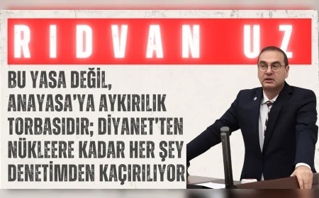 İYİ Partili Rıdvan Uz: “Bu yasa değil, Anayasa’ya aykırılık torbasıdır; Diyanet’ten nükleere kadar her şey denetimden kaçırılıyor”