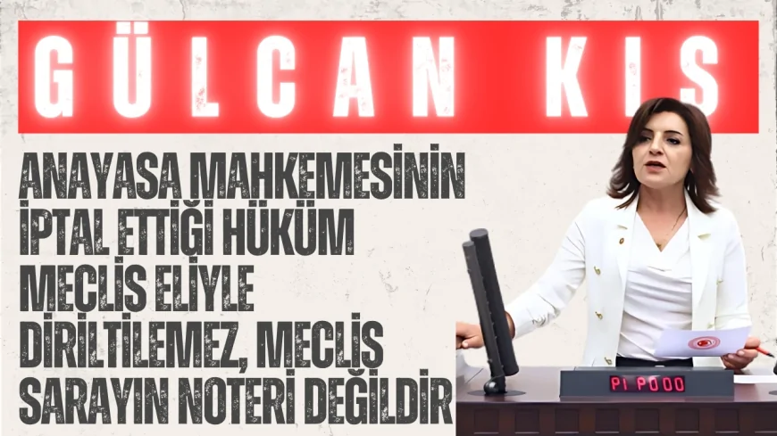 Gülcan Kış: “Anayasa Mahkemesinin iptal ettiği hüküm Meclis eliyle diriltilemez, Meclis sarayın noteri değildir”