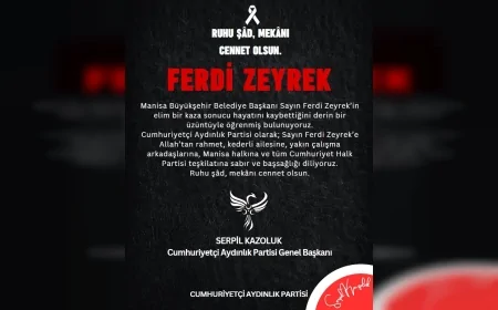 Cumhuriyetçi Aydınlık Partisi Genel Başkanı Serpil Kazoluk'tan Ferdi Zeyrek için taziye mesajı