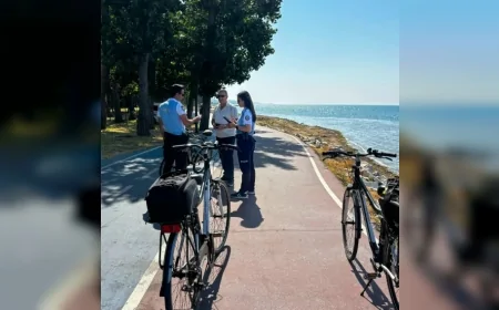 Araç giremeyen sahil ve mesire alanlarında bisikletli polis denetimleri arttı