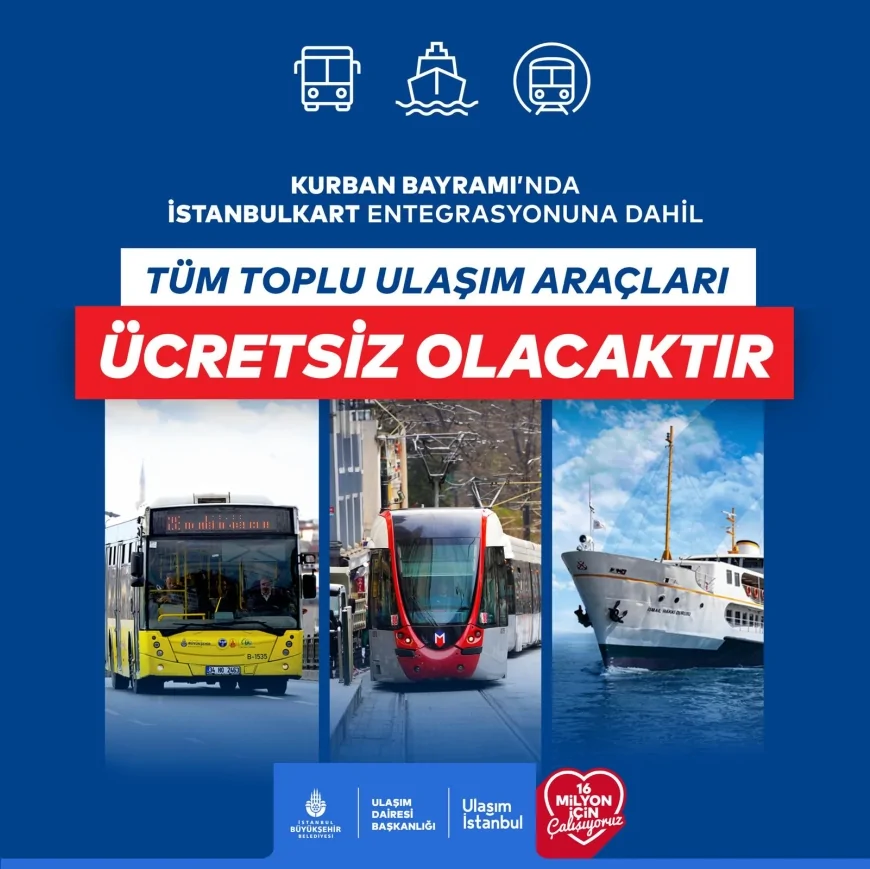 Kurban Bayramı'nda İstanbul'da Toplu Ulaşım Ücretsiz, Ek Seferler Yapılacak