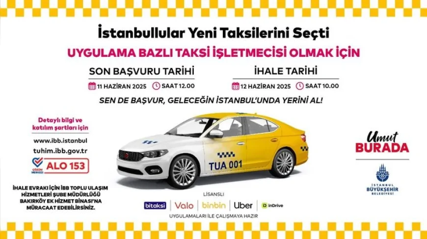 İstanbul’a 2.500 Yeni Taksi Geliyor: 'Uygulama Bazlı Taksi' Dönemi Başlıyor