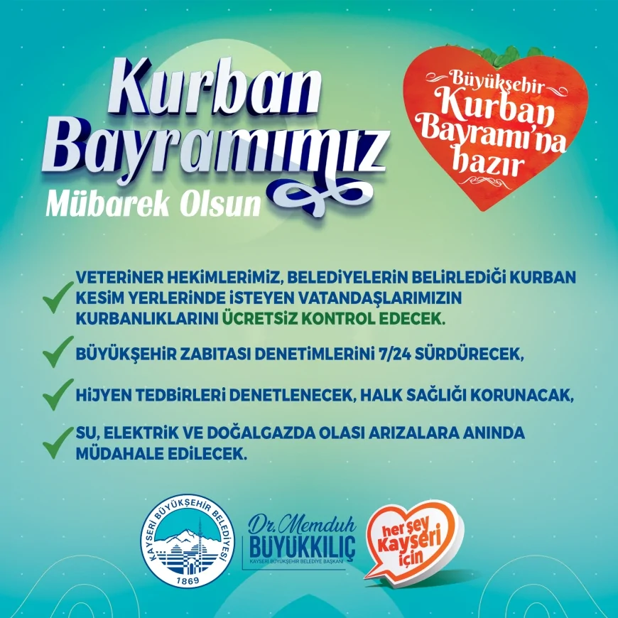 Kayseri Büyükşehir Belediyesi, Kurban Bayramı için kapsamlı önlemler aldı