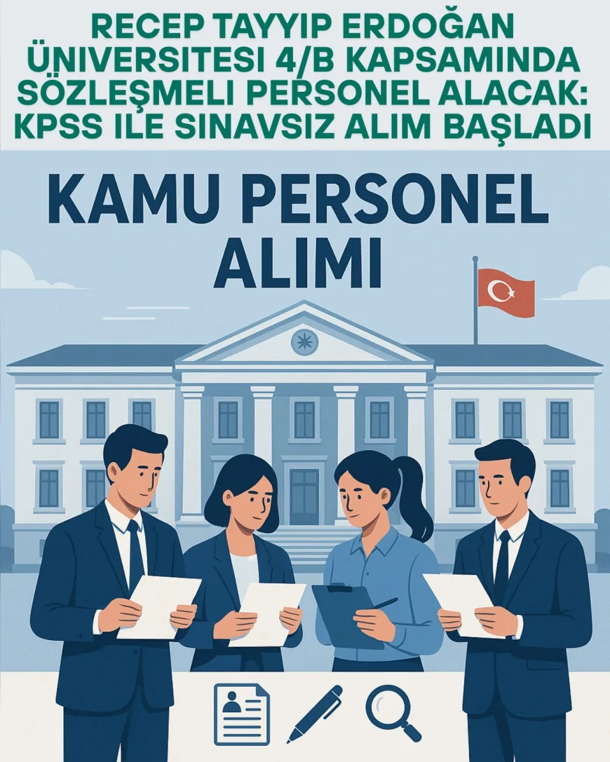 Recep Tayyip Erdoğan Üniversitesi 4/B Kapsamında Sözleşmeli Personel Alacak: KPSS ile Sınavsız Alım Başladı