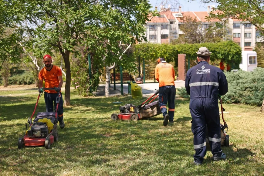 Çankaya’da yaz aylarına özel park bakımları hızlandı: Çim biçme ve ot temizliği sürüyor