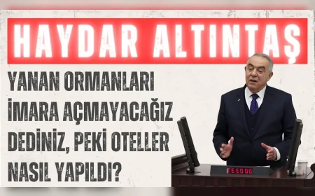DP’li Haydar Altıntaş: “Yanan ormanları imara açmayacağız dediniz, peki oteller nasıl yapıldı?”