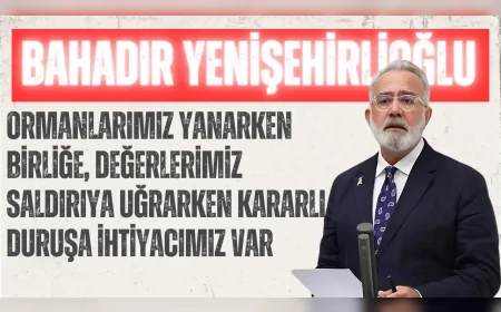 AK Parti Grup Başkanvekili Bahadır Yenişehirlioğlu: "Ormanlarımız yanarken birliğe, değerlerimiz saldırıya uğrarken kararlı duruşa ihtiyacımız var"