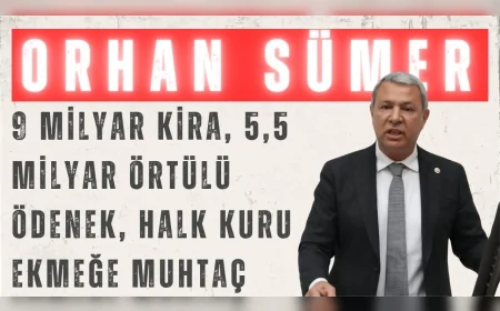 CHP’li Orhan Sümer: “9 milyar kira, 5,5 milyar örtülü ödenek, halk kuru ekmeğe muhtaç”