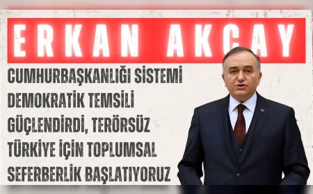 MHP’li Erkan Akçay: “Cumhurbaşkanlığı sistemi demokratik temsili güçlendirdi, terörsüz Türkiye için toplumsal seferberlik başlatıyoruz”