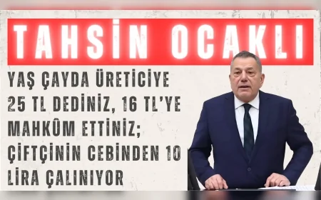 CHP’li Tahsin Ocaklı: “Yaş çayda üreticiye 25 TL dediniz, 16 TL’ye mahkûm ettiniz; çiftçinin cebinden 10 lira çalınıyor”