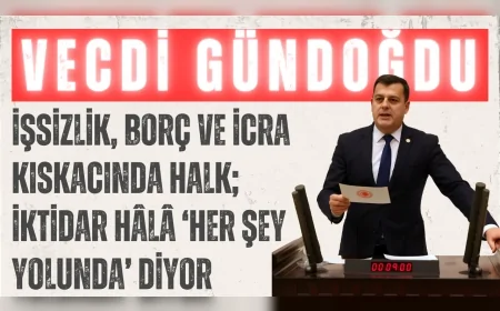 CHP’li Vecdi Gündoğdu: “İşsizlik, borç ve icra kıskacında halk; iktidar hâlâ ‘Her şey yolunda’ diyor”