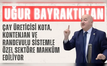 CHP’li Uğur Bayraktutan: “Çay üreticisi kota, kontenjan ve randevulu sistemle özel sektöre mahkûm ediliyor”
