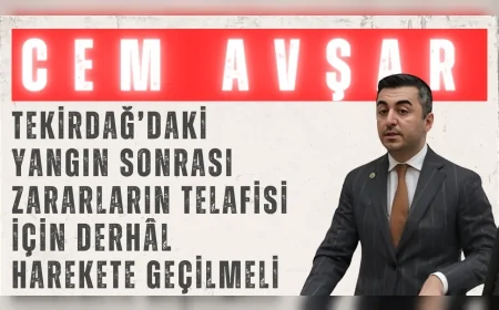 Cem Avşar: "Tekirdağ’daki yangın sonrası zararların telafisi için derhâl harekete geçilmeli"