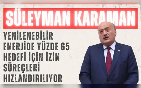 AK Parti Erzincan Milletvekili Süleyman Karaman: “Yenilenebilir enerjide yüzde 65 hedefi için izin süreçleri hızlandırılıyor”