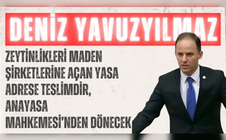 CHP’li Deniz YavuzYılmaz: “Zeytinlikleri maden şirketlerine açan yasa adrese teslimdir, Anayasa Mahkemesi’nden dönecek”