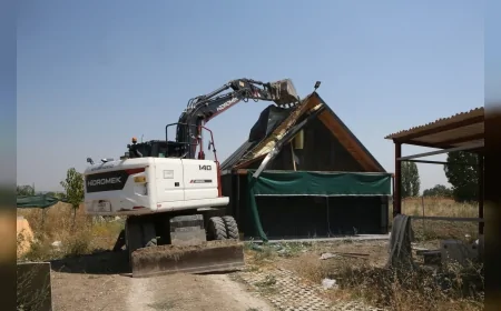 Nilüfer Belediyesi, Kayapa Mahallesi’nde biri iş yeri biri konut olmak üzere iki kaçak yapıyı yıktı