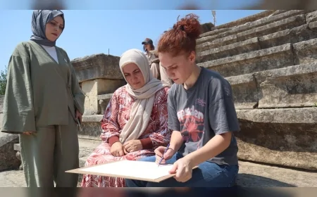 Düzce’de BELMEK yaz kurslarıyla yeni yetenekler keşfediliyor, kursiyerler Antik Tiyatro’yu kara kalemle resmetti