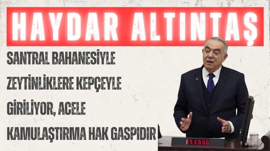 DP’li Haydar Altıntaş: “Santral bahanesiyle zeytinliklere kepçeyle giriliyor, acele kamulaştırma hak gaspıdır”