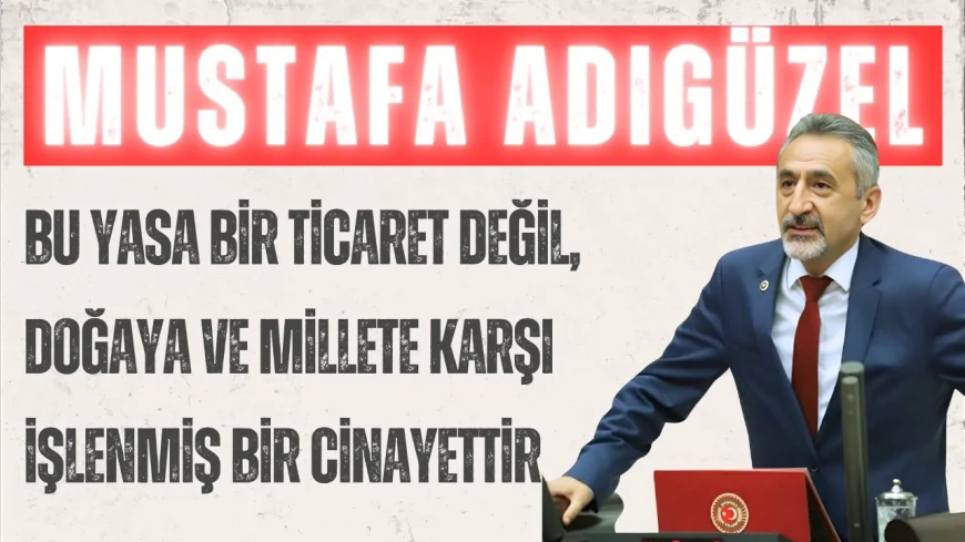 CHP’li Mustafa Adıgüzel: “Bu yasa bir ticaret değil, doğaya ve millete karşı işlenmiş bir cinayettir”