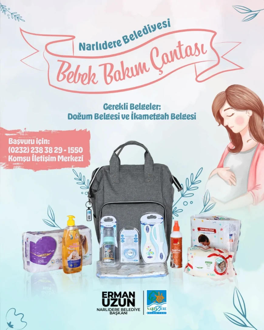 Narlıdere Belediyesi’nden Yeni Doğan Bebeklere Anne-Bebek Bakım Çantası Desteği!