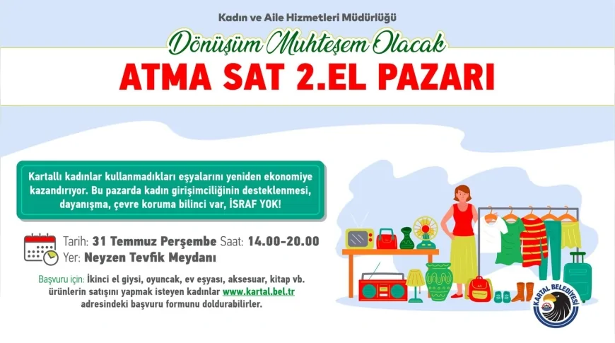 Kartal’da Kadınlar Ekonomiye Katılıyor, “Atma Sat İkinci El Pazarı” Başlıyor