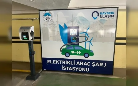 Kayseri'de Elektrikli Araçlar İçin Otoparklara K-Şarj İstasyonları Kuruldu