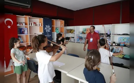 Aydın’da Minikler Ücretsiz Keman Kurslarında Notalarla Tanışıyor